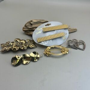 Gold and Silver Vintage Hair Barrette Set